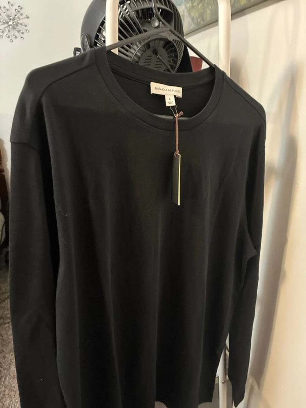 Men’s nwt banana republic large long sleeve cotton black tee shirt luxury touch